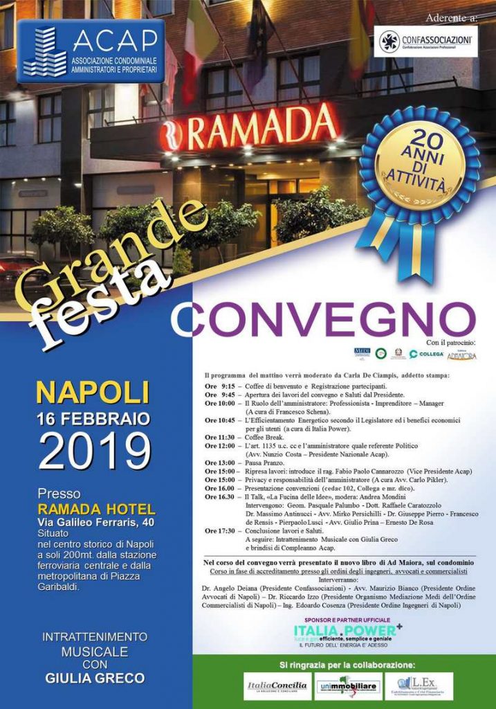 Convegno nniversario ACAP 20 anni. Napoli, 16 febbraio 2019.