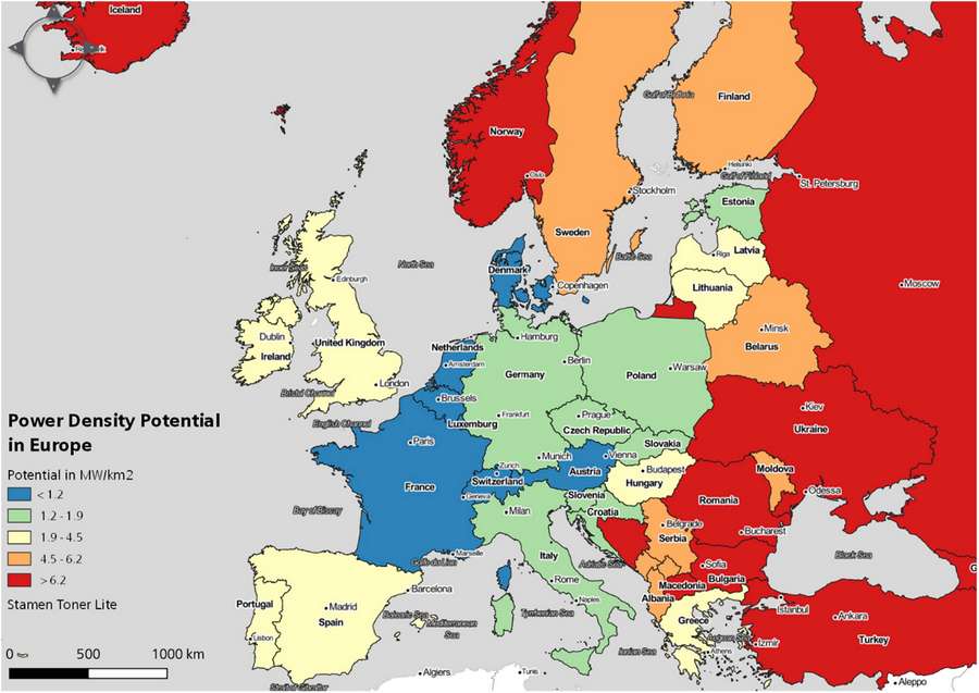 Potenziale eolico onshore in Europa