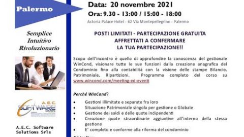 Corso gratuito WinCond, gestionale per amministratori di condominio. Palermo 20 novembre 2021