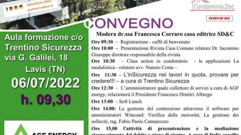 Crediti formativi DM 140/2014. Trento, 6 luglio, incontro tra amministratori di condominio con buffet.